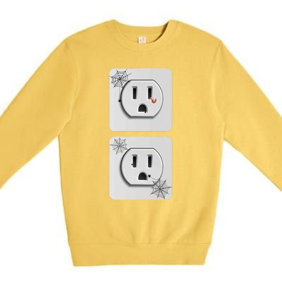 Cute Electrical Outlet Plug & Socket Funny Halloween Couples Premium Crewneck Sweatshirt