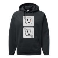 Cute Electrical Outlet Plug & Socket Funny Halloween Couples Performance Fleece Hoodie