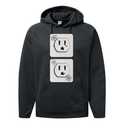 Cute Electrical Outlet Plug & Socket Funny Halloween Couples Performance Fleece Hoodie