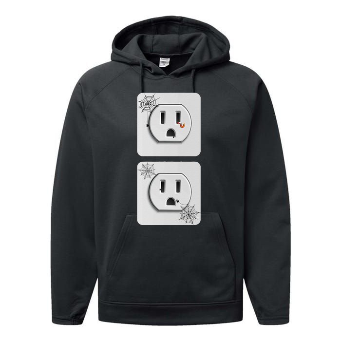 Cute Electrical Outlet Plug & Socket Funny Halloween Couples Performance Fleece Hoodie