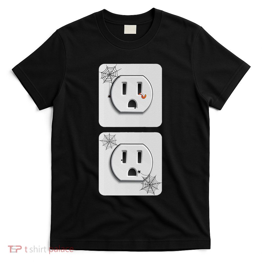 Cute Electrical Outlet Plug & Socket Funny Halloween Couples T-Shirt