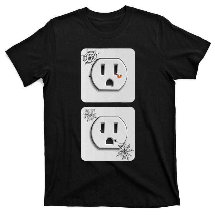 Cute Electrical Outlet Plug & Socket Funny Halloween Couples T-Shirt