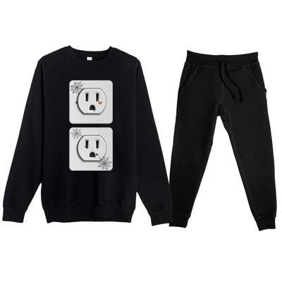 Cute Electrical Outlet Plug & Socket Funny Halloween Couples Premium Crewneck Sweatsuit Set