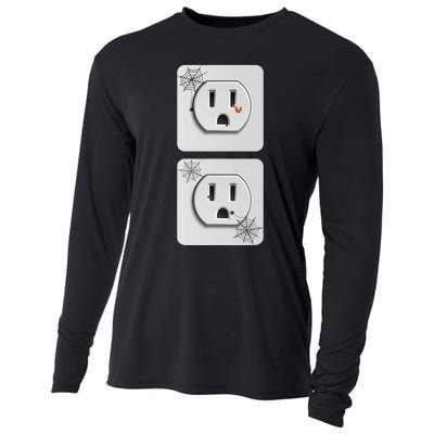 Cute Electrical Outlet Plug & Socket Funny Halloween Couples Cooling Performance Long Sleeve Crew