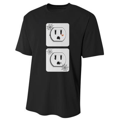 Cute Electrical Outlet Plug & Socket Funny Halloween Couples Performance Sprint T-Shirt