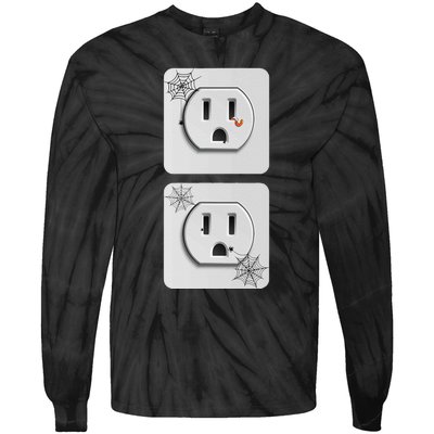 Cute Electrical Outlet Plug & Socket Funny Halloween Couples Tie-Dye Long Sleeve Shirt