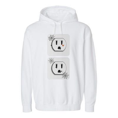 Cute Electrical Outlet Plug & Socket Funny Halloween Couples Garment-Dyed Fleece Hoodie