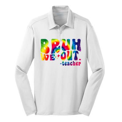 Cute End Of School Year Teacher Summer Bruh We Out Teachers Silk Touch Performance Long Sleeve Polo