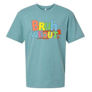 Cute End Of School Year Teacher Summer Bruh We Out Gift Sueded Cloud Jersey T-Shirt