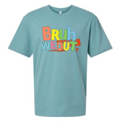 Cute End Of School Year Teacher Summer Bruh We Out Gift Sueded Cloud Jersey T-Shirt