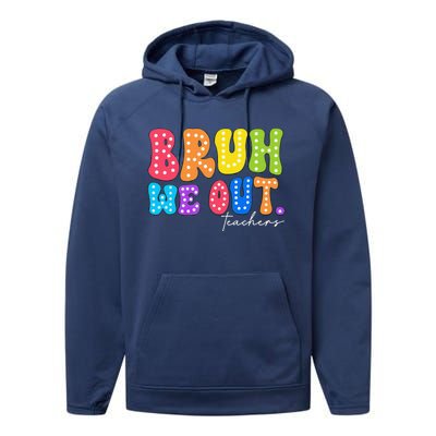 Cute End Of School Year Groovy Summer Bruh We Out Teachers Performance Fleece Hoodie