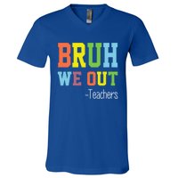 Cute End Of School Year Teacher Summer Bruh We Out Teachers Gift V-Neck T-Shirt