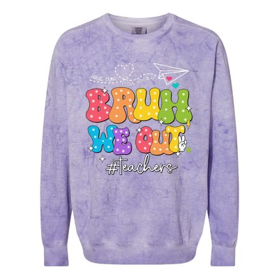 Cute End Of School Year Groovy Summer Bruh We Out Teachers Colorblast Crewneck Sweatshirt