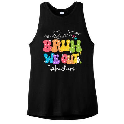 Cute End Of School Year Groovy Summer Bruh We Out Teachers Ladies PosiCharge Tri-Blend Wicking Tank