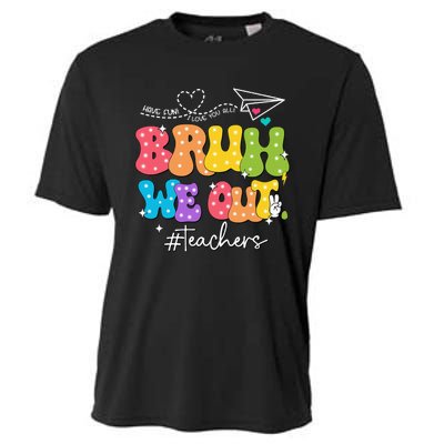 Cute End Of School Year Groovy Summer Bruh We Out Teachers Cooling Performance Crew T-Shirt