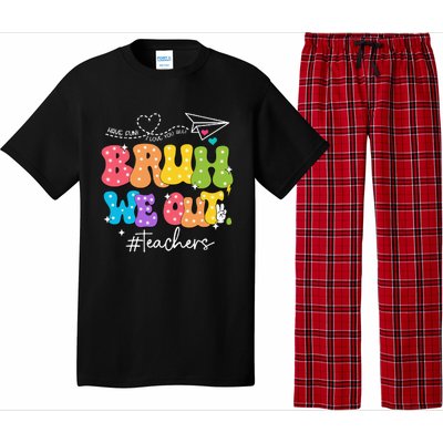 Cute End Of School Year Groovy Summer Bruh We Out Teachers Pajama Set