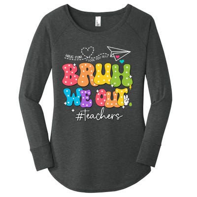 Cute End Of School Year Groovy Summer Bruh We Out Teachers Women's Perfect Tri Tunic Long Sleeve Shirt