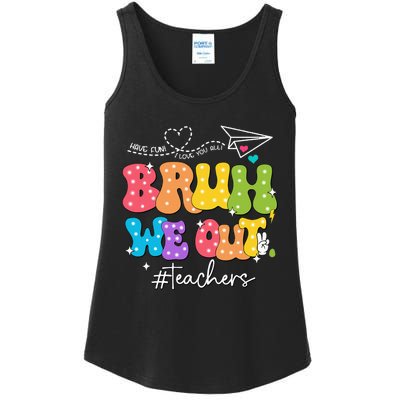 Cute End Of School Year Groovy Summer Bruh We Out Teachers Ladies Essential Tank