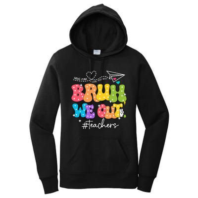 Cute End Of School Year Groovy Summer Bruh We Out Teachers Women's Pullover Hoodie