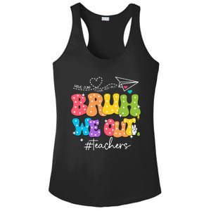 Cute End Of School Year Groovy Summer Bruh We Out Teachers Ladies PosiCharge Competitor Racerback Tank