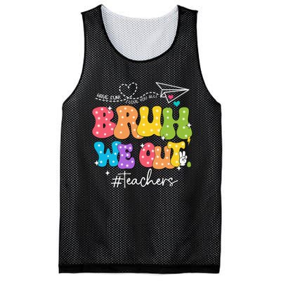 Cute End Of School Year Groovy Summer Bruh We Out Teachers Mesh Reversible Basketball Jersey Tank