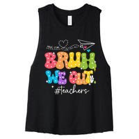 Cute End Of School Year Groovy Summer Bruh We Out Teachers Women's Racerback Cropped Tank