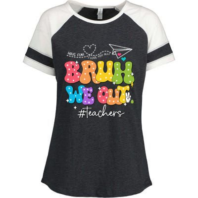 Cute End Of School Year Groovy Summer Bruh We Out Teachers Enza Ladies Jersey Colorblock Tee