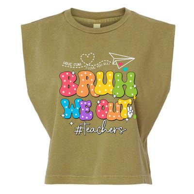 Cute End Of School Year Groovy Summer Bruh We Out Teachers Garment-Dyed Women's Muscle Tee