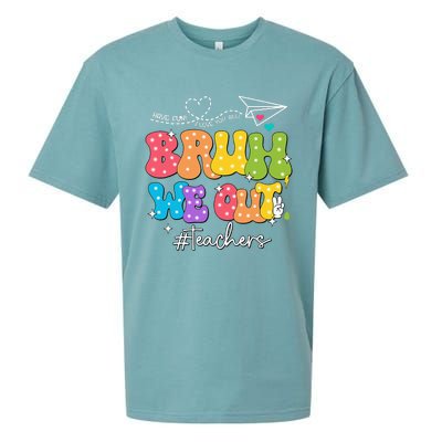 Cute End Of School Year Groovy Summer Bruh We Out Teachers Sueded Cloud Jersey T-Shirt