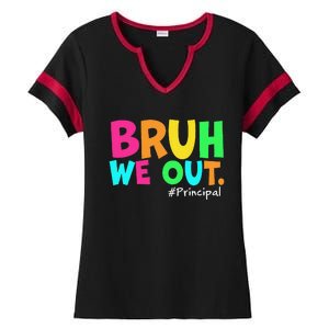 Cute End Of School Year Teacher Summer Bruh We Out Principal Ladies Halftime Notch Neck Tee