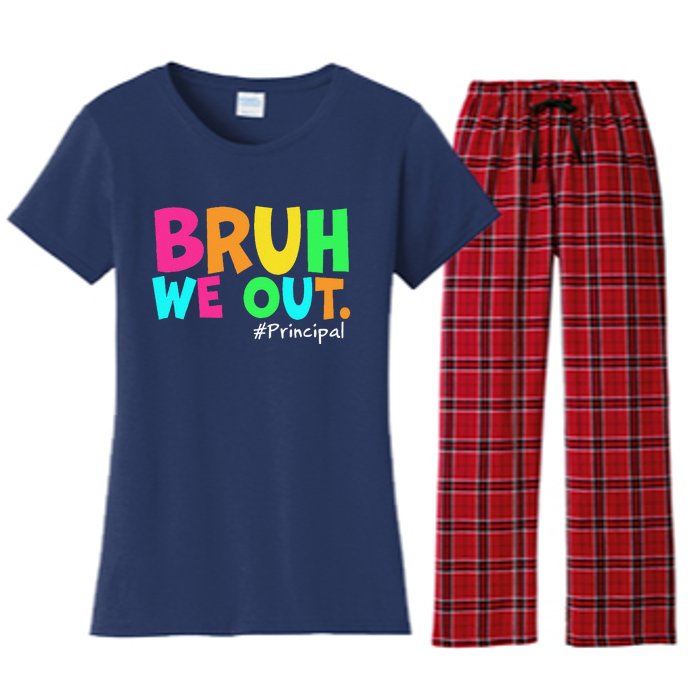 Cute End Of School Year Teacher Summer Bruh We Out Principal Women's Flannel Pajama Set