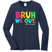 Cute End Of School Year Teacher Summer Bruh We Out Principal Ladies Long Sleeve Shirt