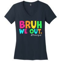 Cute End Of School Year Teacher Summer Bruh We Out Principal Women's V-Neck T-Shirt