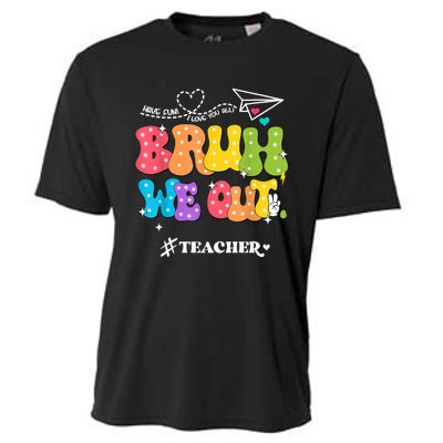 Cute End Of School Year Groovy Summer Bruh We Out Teachers Cooling Performance Crew T-Shirt