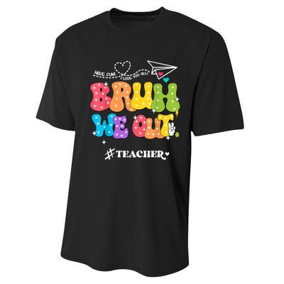 Cute End Of School Year Groovy Summer Bruh We Out Teachers Performance Sprint T-Shirt