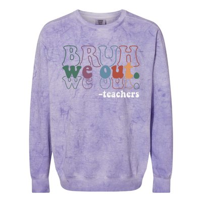 Cute End Of School Year Teacher Summer Bruh We Out Teachers Colorblast Crewneck Sweatshirt