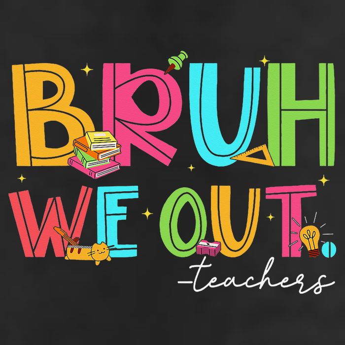 Cute End Of School Year Teacher Summer Bruh We Out Teachers 7 Panel Mesh Trucker Snapback Hat