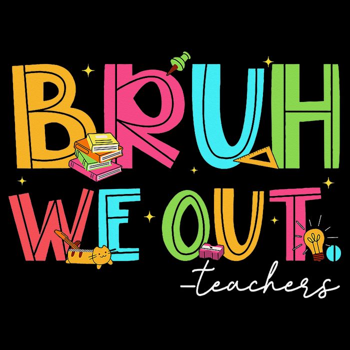 Cute End Of School Year Teacher Summer Bruh We Out Teachers Drawstring Bag