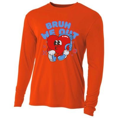 Cute End Of School Year Teacher Summer Bruh We Out Gift Cooling Performance Long Sleeve Crew