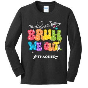 Cute End Of School Year Groovy Summer Bruh We Out Teachers Kids Long Sleeve Shirt