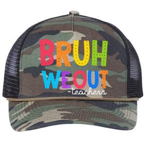 Cute End Of School Year Funny Summer Bruh We Out Teachers Retro Rope Trucker Hat Cap