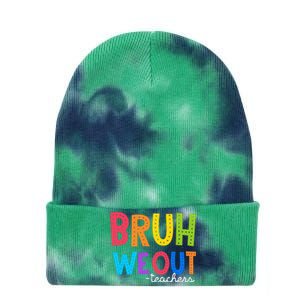 Cute End Of School Year Funny Summer Bruh We Out Teachers Tie Dye 12in Knit Beanie