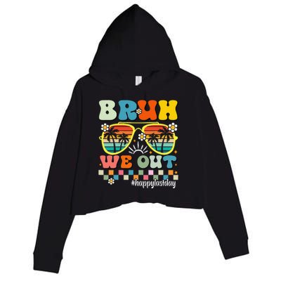 Cute End Of School Year Teacher Summer Bruh We Out Teachers Crop Fleece Hoodie