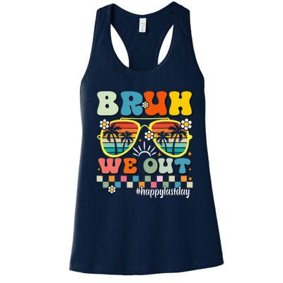 Cute End Of School Year Teacher Summer Bruh We Out Teachers Women's Racerback Tank