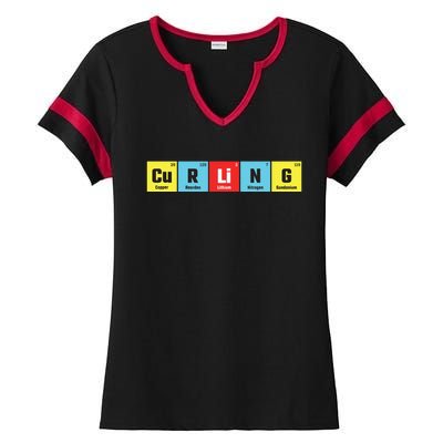 Curling Elementary Periodic Table Funny Gift Ladies Halftime Notch Neck Tee