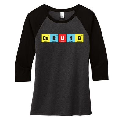 Curling Elementary Periodic Table Funny Gift Women's Tri-Blend 3/4-Sleeve Raglan Shirt