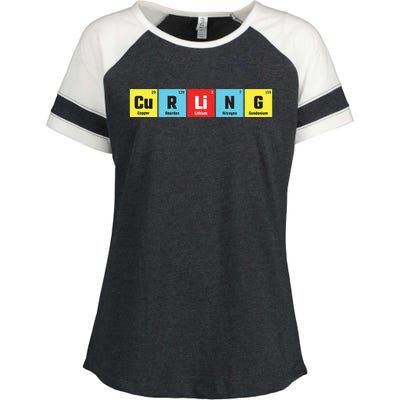 Curling Elementary Periodic Table Funny Gift Enza Ladies Jersey Colorblock Tee