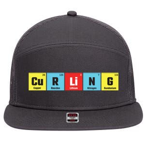 Curling Elementary Periodic Table Funny Gift 7 Panel Mesh Trucker Snapback Hat