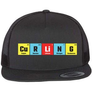 Curling Elementary Periodic Table Funny Gift Flat Bill Trucker Hat