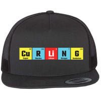 Curling Elementary Periodic Table Funny Gift Flat Bill Trucker Hat